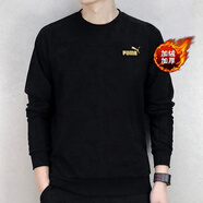 彪馬（PUMA）衛衣男 25冬季新款運動(dòng)服加絨保暖長(cháng)袖內搭防風(fēng)寬松圓領(lǐng)套頭衫男 內里抓絨/金色logo/手臂串標設計 M 175【推薦體重120-140斤】