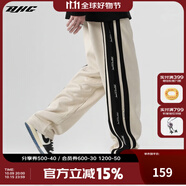BJHG【2.0】 不計(jì)后果春秋環(huán)保麂皮絨串標(biāo)拼接休閑褲子男潮流直筒長(zhǎng)褲 卡其色 XL (140-160斤）