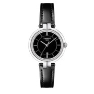 天梭（TISSOT）女表石英手表防水弗拉明戈系列黑盤(pán)日顯皮帶 T094.210.16.051.00
