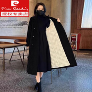 皮爾卡丹（PIERRE CARDIN）白鴨絨中長款毛呢外套風(fēng)衣羽絨服女2025冬季新款加厚西裝呢子大衣 嘉興雙面呢大衣黑色 羊毛羽絨內(nèi)膽大衣(高品質(zhì)) XL 濮院雙面絨大衣 (建議115-125斤)
