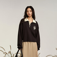 PALLADIUM帕拉丁上衣時(shí)尚潮流百搭翻領(lǐng)女士運(yùn)動(dòng)長(zhǎng)袖T恤198991 鉛黑色 S