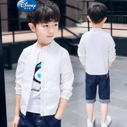 迪士尼男童春秋新款外套2025小男孩兒童裝夾克學(xué)生洋氣秋季棒球服上衣潮 白色外套 160 適合身高150厘米左右