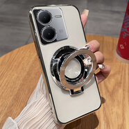 妙之選vivoiqooz8手機(jī)殼iqooz8x保護(hù)硅膠套vivo鏡頭全包V2314A防摔2312透明軟殼iqoo帶支架z8愛(ài)酷z8x新款 【氣質(zhì)銀】透明電鍍送全屏鋼膜+支架 iQOO:Z8