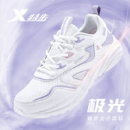 特步女鞋運(yùn)動(dòng)鞋女春夏季飛織軟底網(wǎng)面鞋女透氣跑步鞋女百搭休閑鞋子女 雪青紫/淺粉色 38