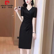 皮爾卡丹（pierre cardin）連衣裙夏季女2024新款感顯瘦法式黑色高端包臀裙氣質裙子夏 【2622#】黑色 L115斤內