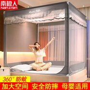 南極人（Nanjiren）寶寶防摔蚊帳架1.8x2米三開(kāi)門(mén)蒙古包蚊帳架1.5x2米雙人家用床圍欄 唯美-淺灰【寶寶防摔款】  1.5*2.0m烤漆支架(送風(fēng)扇桿)