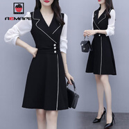AEMAPE 連衣裙女2025春秋季新款時(shí)尚氣質(zhì)百搭遮肉顯瘦長(zhǎng)袖裙子女裝 黑色_【白色長(zhǎng)袖】 L _【80-100斤】