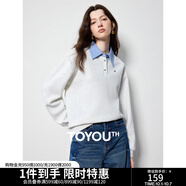 初語(yǔ)拼接假兩件襯衫衛衣女25春秋新款知識分子時(shí)尚polo領(lǐng)上衣情侶 銀花灰 L