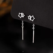 繆色（MiU Se）S99足銀水滴耳線(xiàn)女氣質(zhì)簡(jiǎn)約長(cháng)款耳環(huán)時(shí)尚新款時(shí)尚個(gè)性養耳洞 鏤空雙星耳線(xiàn) A03-203