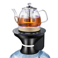 美能迪桶裝水燒水壺一體機電動上水自動抽水器帶加熱燒水器大桶水泡茶桶裝水飲水機底上水電熱水壺 黑色【底部上水】帶茶漏+藍光玻璃壺 1L