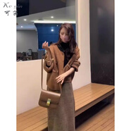 可茵（Keyin）小香風連衣裙套裝女2025年秋冬新款美拉德穿搭針織毛衣外套裙子女 針織外套 L
