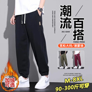 潮蒙駱休閑褲男夏季新款衛(wèi)長(zhǎng)褲寬松大碼束腳運(yùn)動(dòng)百搭胖子褲子男裝 K005灰色 8XL 【建議280-300斤】