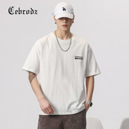 Cebrodz法國(guó)短袖T恤男夏季新款ins潮流簡(jiǎn)約字母刺繡純色半袖體恤男士上衣 666白色 M 90斤-120斤