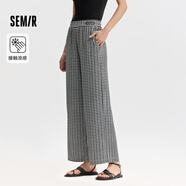 Semir森馬【褲福袋】褲女肌理個(gè)性慵懶風(fēng)女褲夏季顯瘦褲子 N款【涼感闊腿褲】-黑色調(diào) S