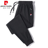 皮爾卡丹休閑褲男春秋季棉質(zhì)針織加絨加厚運(yùn)動(dòng)直筒長(zhǎng)褲男生寬松大碼褲子 黑色-束腳【款】 常規(guī) 2XL