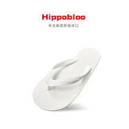 hippobloo泰國進(jìn)口河馬乳膠人字拖粗帶純色浮雕標(biāo)志款舒適防滑橡膠拖鞋ins 純白色 42 (泰11)