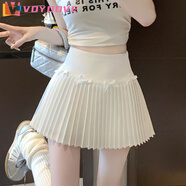 VOYDOVE張元英同款白色百葉半身裙女夏季新款風(fēng)琴百褶裙甜美高腰a字短裙 白色【z】 M 【建議90-100斤】