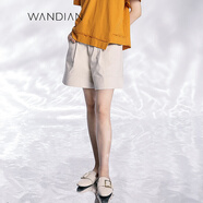 WANDIAN婉甸羊皮紙色短褲夏季新品A型休閑短褲腳口翻邊1232P15RSB 羊皮紙色 XS