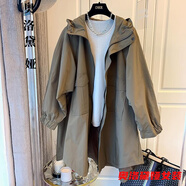 女風(fēng)衣中款小個(gè)子風(fēng)衣風(fēng)衣外套中款寬松休閑茁繭雙口袋拼接連帽中長(cháng)款風(fēng)衣外套女春秋 英倫棕-風(fēng)衣外套女 M 建議108斤到120斤-風(fēng)衣外套女