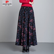 皮爾卡丹（pierre cardin）新款秋冬季中長款高腰半身裙花色大擺裙中年A字裙大碼長款冬裙女 暗香疏影秋冬長裙 M