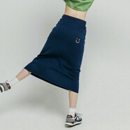 ACMEITEM愛(ài)棵米 戶(hù)外空氣層運動(dòng)長(cháng)裙笑臉印花口袋半身裙子女士 中世紀藍 S