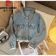 皮爾卡丹（pierre cardin）2025年春季新款百搭時(shí)尚拼接蕾絲設(shè)計(jì)款牛仔外套洋氣顯瘦牛仔外套 牛仔色牛仔外套 S 【建議 80-95斤】