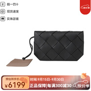 葆蝶家（BOTTEGA VENETA）早秋男士經(jīng)典編織皮革商務(wù)休閑簡約純色手拿包菱格包BV男包 禮物 黑色 TU