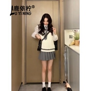 鹿依檸連衣裙女秋冬2024新款女裝韓系減齡?；▽W(xué)姐學(xué)院風(fēng)jk制服套裝裙子 百褶短裙 M