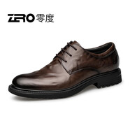 零度尚品Zero正裝男皮鞋新款經(jīng)典商務(wù)通勤真皮德比鞋時(shí)尚晚宴結婚 暗棕 -四季款 38