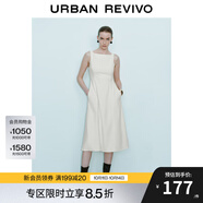 UR2025秋季新款女裝法式氣質(zhì)通勤一字領(lǐng)無(wú)袖連衣裙UWM750004 米白 S