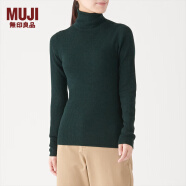 无印良品 MUJI 女式  罗纹高领毛衣 W9AA870 长袖针织衫 绿色 XL
