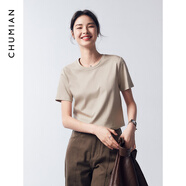 初棉短袖T恤女 正肩純棉圓領(lǐng)/半月領(lǐng) 大象灰-圓領(lǐng) L