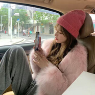 馬迪安2023時(shí)尚新款秋冬皮草外套女仿狐貍毛短款洋氣毛毛外套小香風(fēng)大衣 櫻花粉色 M 【適合95-110斤】