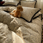 恩興ins風(fēng)純棉床上四件套全棉法式床品碎花被套宿舍床單人三件套床笠4 南法假日-花邊款【100%全棉長(cháng)絨棉】 1.8m床 床單款 四件套-被套200*230cm