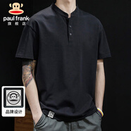 大嘴猴（paul frank）短袖男士Polo衫夏季短袖t恤男休閑潮牌體恤上衣男裝 黑色 3XL 
