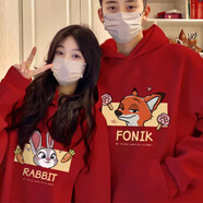 MDlila紅色情侶裝春秋季衛衣男女同款連帽衣服休閑寬松長(cháng)袖外套班服定制 兔朱迪 紅色《春秋款》 M 建議(100-120斤穿)