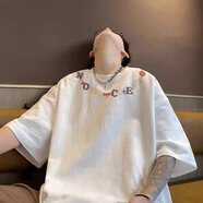 南極人短袖T恤男夏季男裝男士潮流半袖上衣港風(fēng)寬松休閑潮牌半截袖體恤 白色 XL