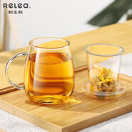 物生物（RELEA）玻璃杯泡茶杯茶水分離茶杯玻璃杯子辦公室綠茶花茶泡茶杯冷水壺 大蘑菇-500ml