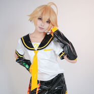 初音未來鏡音雙子cos服裝鏡音鈴鏡音連水手服cosplay服裝漆皮全套 漆皮*連全套衣服+假發(fā)+耳機(jī) L