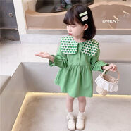 Radinka2025春秋新款女寶寶裙子女童公主裙洋氣娃娃領(lǐng)兒童連衣裙YSY 小香風(fēng)兒童公主裙綠色 90