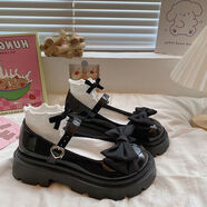 鉑吶苓圓頭小皮鞋女厚底樂(lè )福單鞋蝴蝶結日系jk瑪麗珍學(xué)院風(fēng)英倫風(fēng)小皮鞋 日系小皮鞋【蝴蝶結】 38