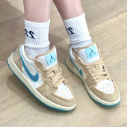 耐克（NIKE）aj1男鞋女鞋 冬季新款 air jordan 1 low 低幫休閑運(yùn)動(dòng)復(fù)古籃球鞋 HF4983-252 米白藍(lán) 44.5
