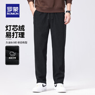羅蒙燈芯絨加絨加厚休閑褲男2025春季新款抽繩腰時(shí)尚百搭直筒寬松長(zhǎng)褲 6610H 黑色【厚款】 L /175（建議125-140斤）