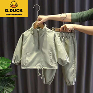 G.DUCKKIDS官網(wǎng)童裝男童套裝春秋季新款中小童寶寶男孩休閑寬松帥氣兒童衣服 豆綠色 120 cm