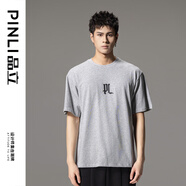 品立（PINLI）短袖T恤男純棉夏季男裝字母印花圓領(lǐng)半袖男士上衣 花灰 4XL 195