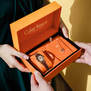 CULISR KESNR高顏值復古女士手表十大品牌小CK輕奢小眾高級感新年禮物送女朋友 景甜同款-禮盒橙【項鏈+手鐲】