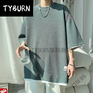 TYBURNDAIDENGBAO/戴登堡男裝圓領(lǐng).T恤假兩件涼感冰絲半袖男士短袖。 綠色 XL 125-145斤