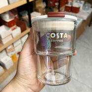 COSTA玻璃水杯男女冷飲吸管杯子家用辦公室咖啡杯極光杯瑕疵 (微瑕無(wú)吸管)極光杯-炫白色380
