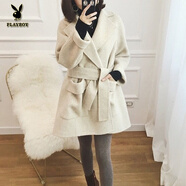 花花公子（PLAYBOY）毛呢外套女中長(cháng)款2025春裝新款韓版學(xué)生小個(gè)子短款羊絨呢子大衣 米色 S 【建議80-105斤】