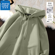 真維斯（JEANSWEST）連帽開衫衛(wèi)衣中性風(fēng)重磅潮牌青少年春秋外套簡(jiǎn)約休閑男女同款帽衫 抹茶綠 M (推薦95-110斤)